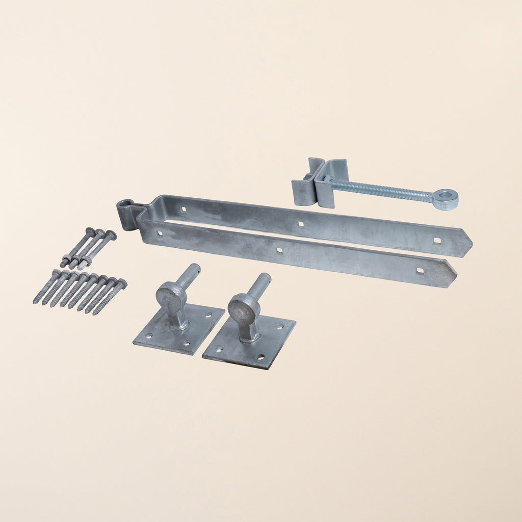24" Adjustable Hinge Set - hook on plate - Galvanised 