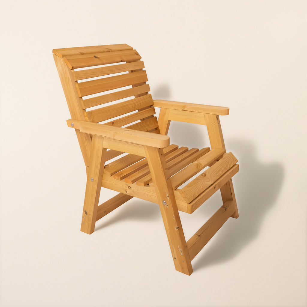 Studio shot of our Ruby Garden Chair, showing the full chair at an angle 