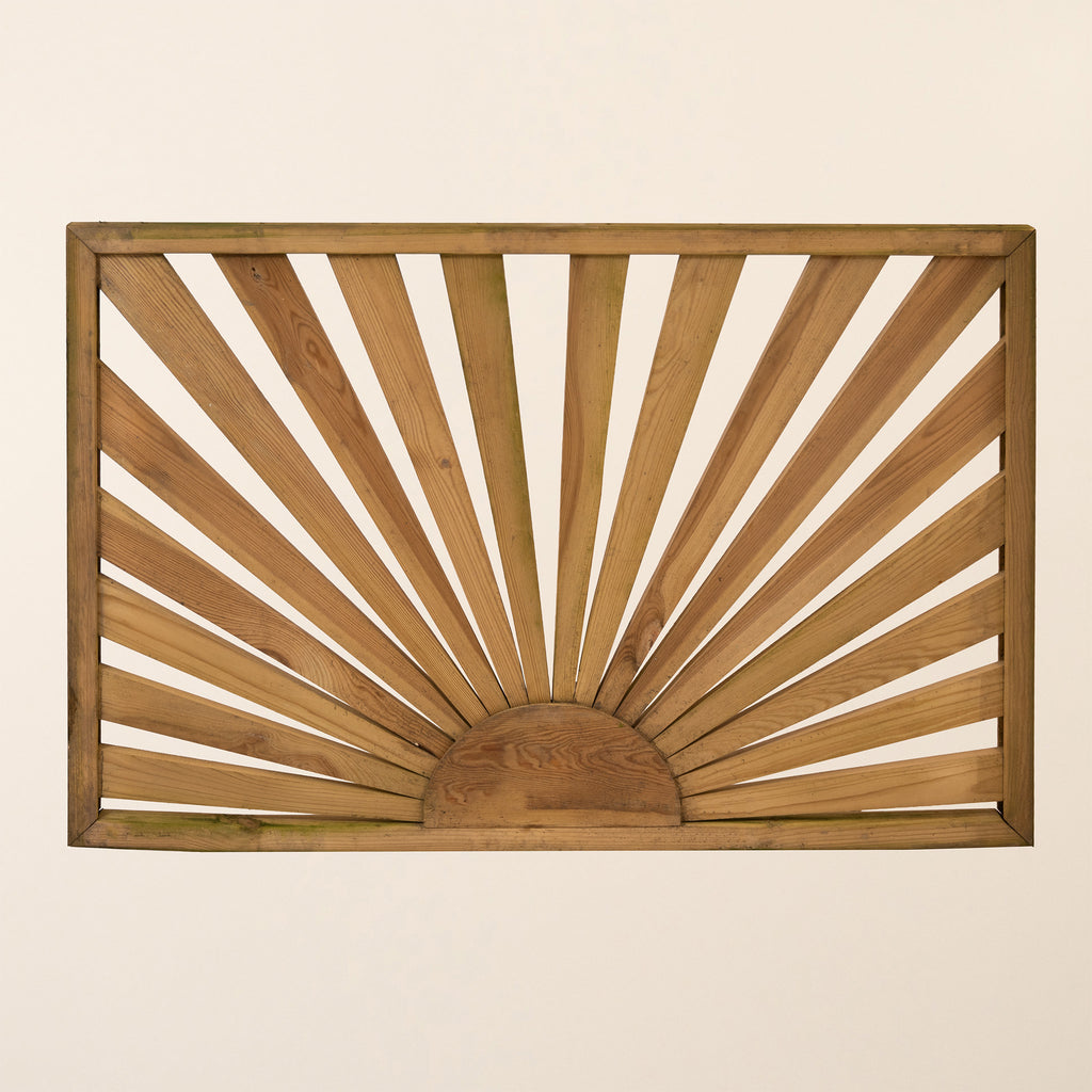 Front view of sunshine decking panel showing sunburst design 