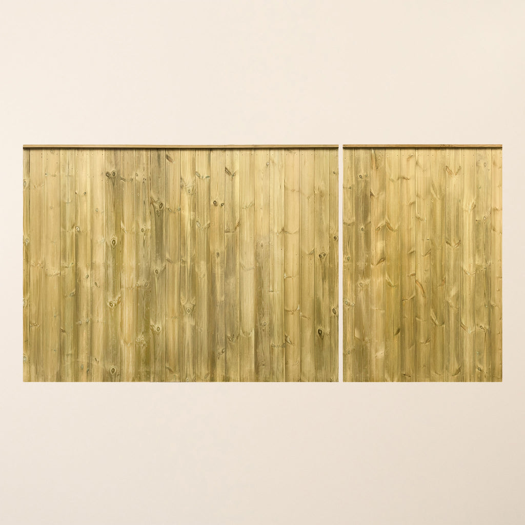 Elegant Clovelly entrance gate pair featuring 3/4 split design with tongue and groove panels, creating a sophisticated driveway entrance 