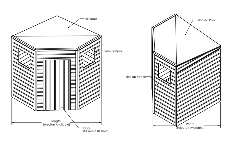 Corner Pressure Treated Timber Shiplap Shed drawing
