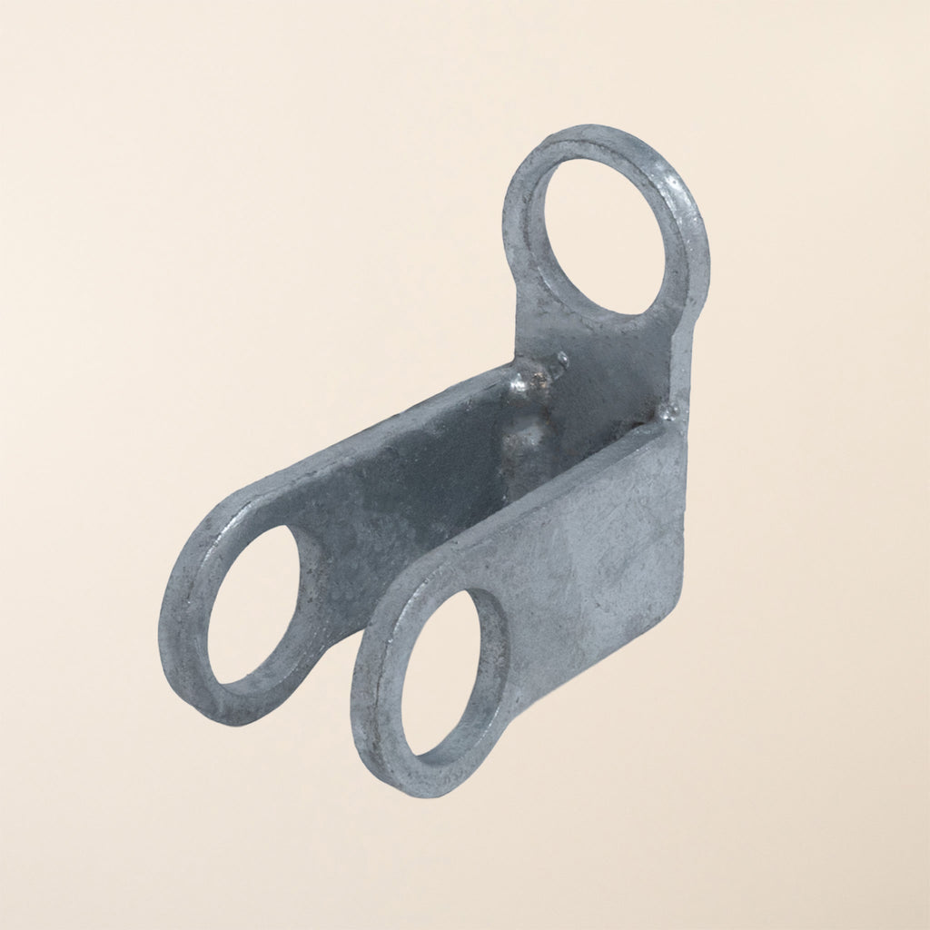 Galvanized steel anti-theft bracket for field gates, designed to lock over the hinge pin to prevent unauthorized gate removal 