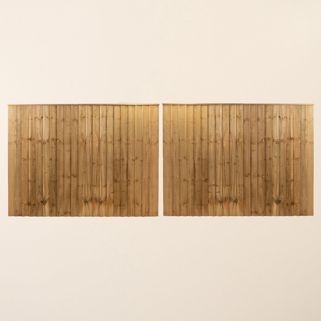 Shebbear Featheredge Entrance Gates shown as a pair, featuring wooden construction with vertical featheredge boards and symmetrical design 