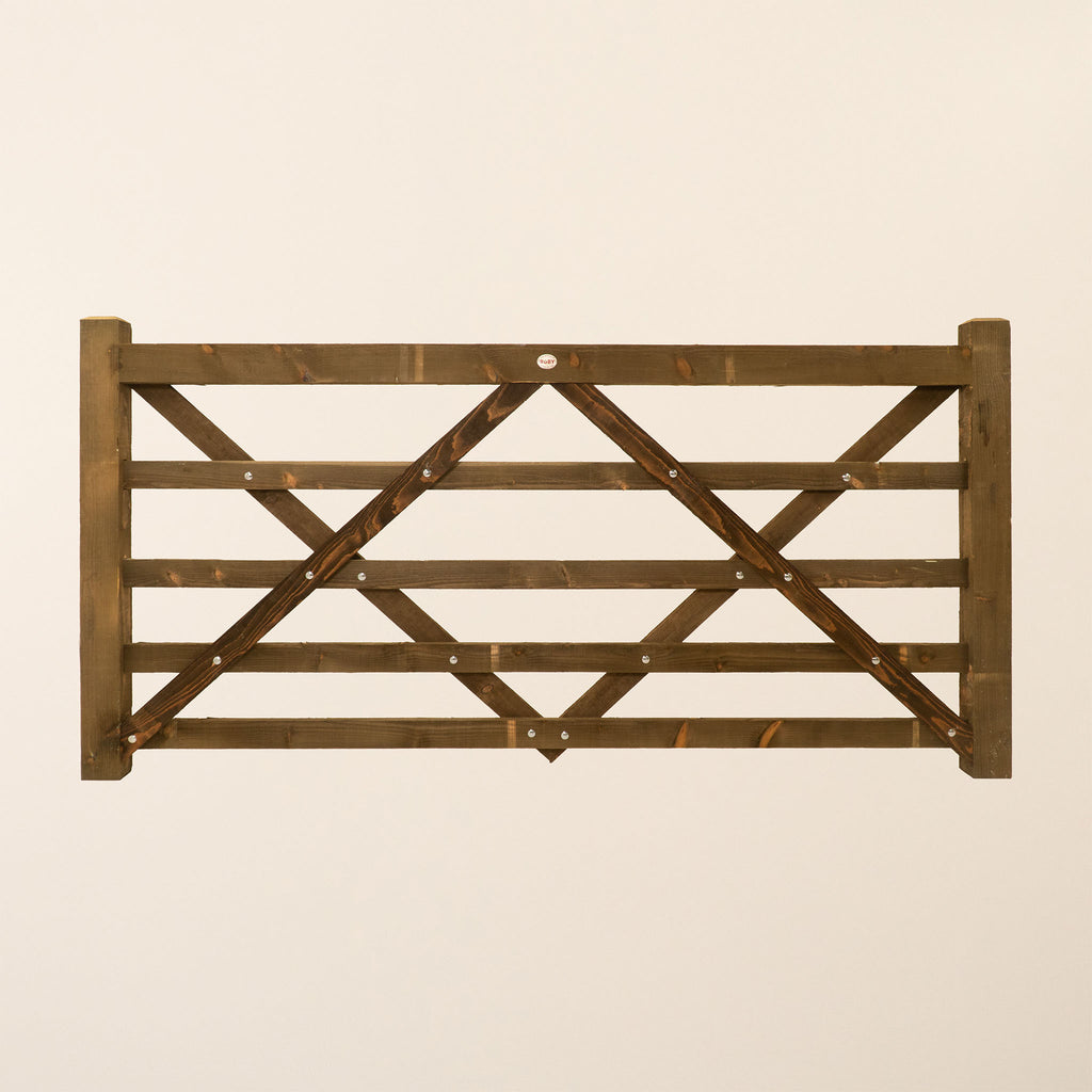 Front view of Diamond Brace Wooden Field Gate showing traditional design with diagonal bracing pattern 