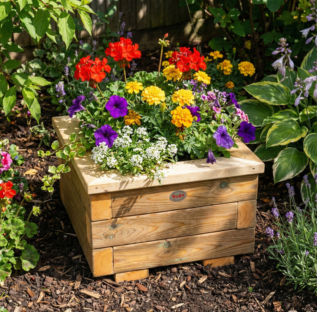 Planter installed in a garden setting 