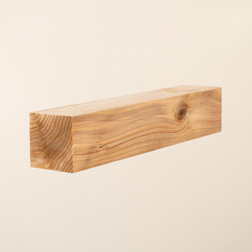 Full-length view of Planed 4"x4" Post in Home-Grown Cedar showing 95mm x 95mm square profile with smooth planed finish and natural reddish-brown color 