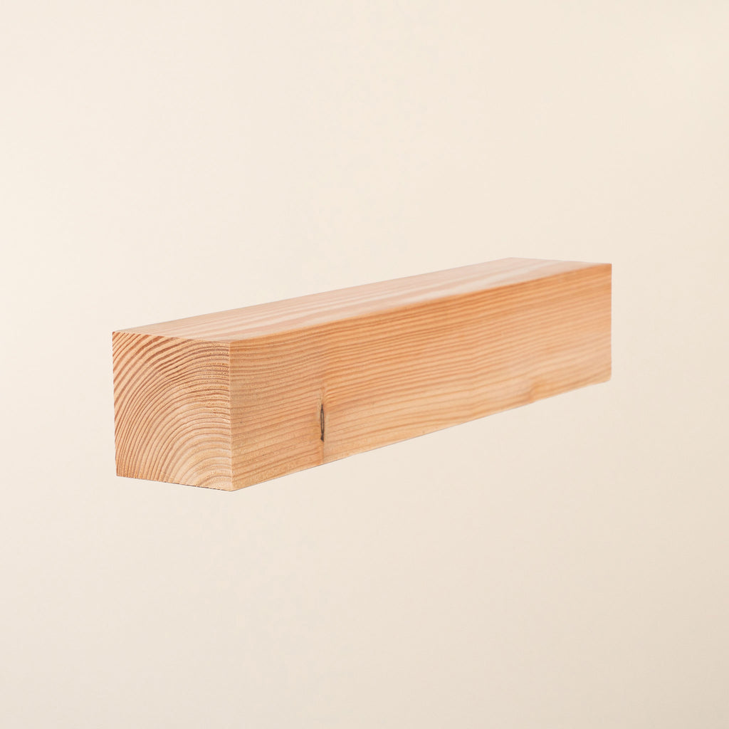 Full-length view of Planed 4"x4" Post in Home-Grown Larch showing 95mm x 95mm square profile with smooth planed finish and natural honey-gold color characteristic of British larch 