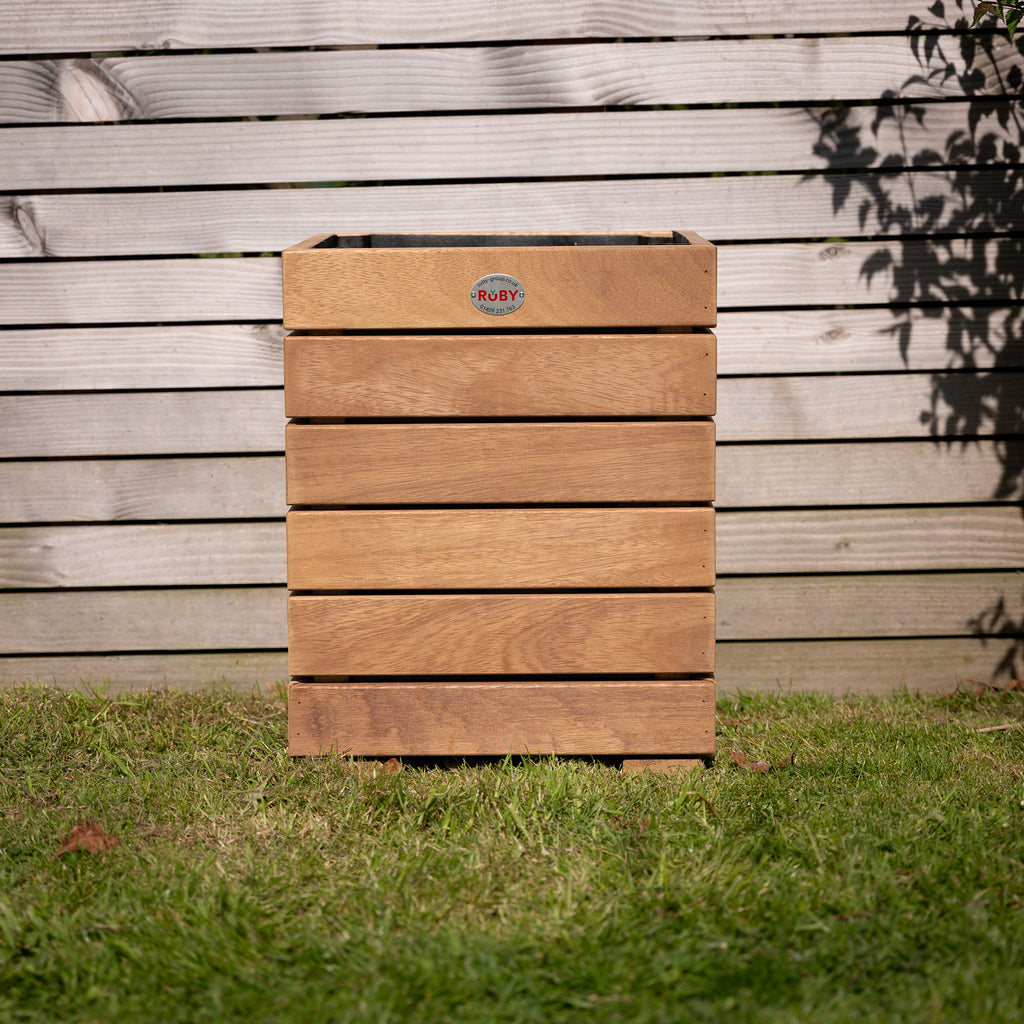 Premium Iroko Hardwood Slatted Planter 