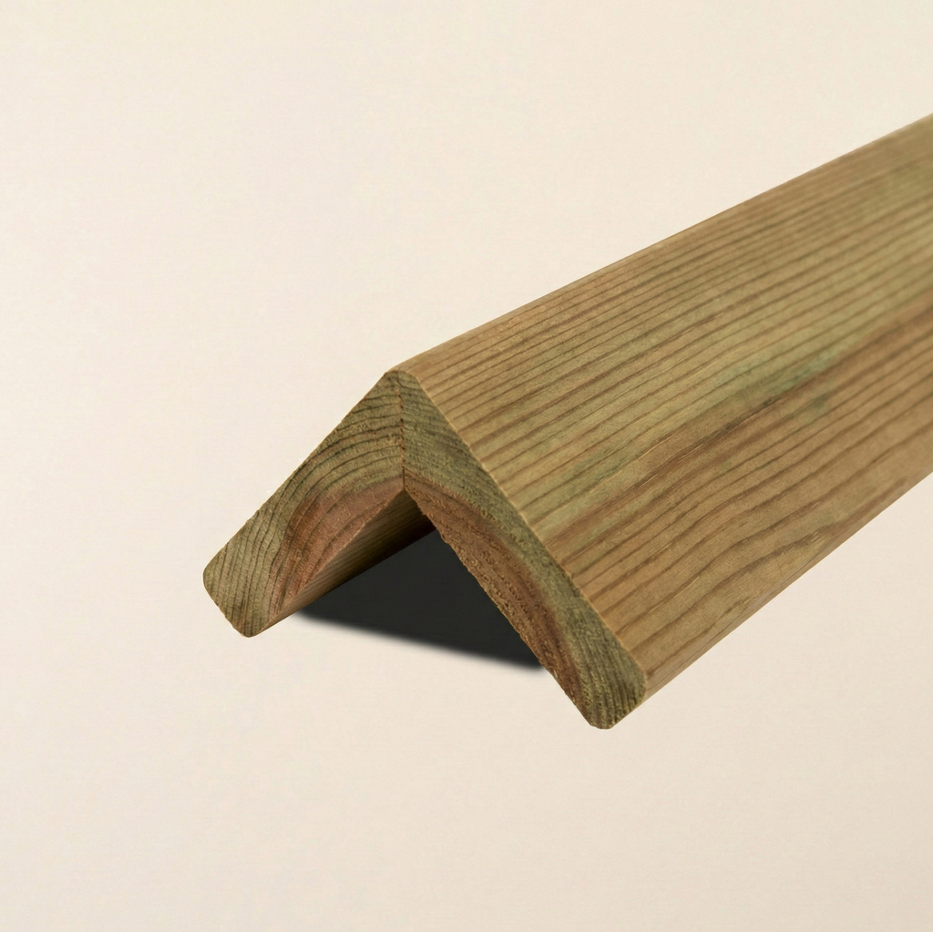 Corner Trim Pressure Treated Redwood shown in full length, displaying the L-shaped profile designed for finishing exterior corners 