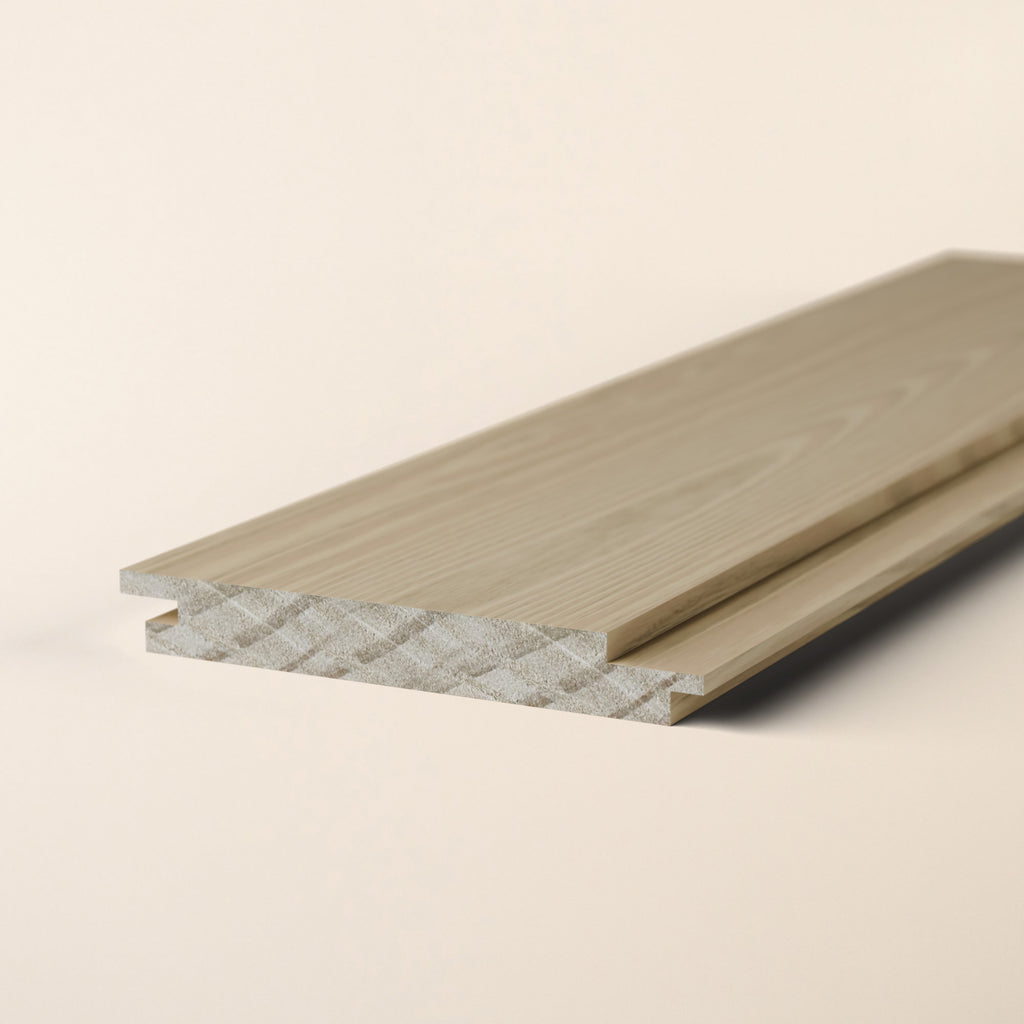 Accoya 145mm x 18mm Shadow Gap Cladding - Close-up of board profile showing shadow gap detail 