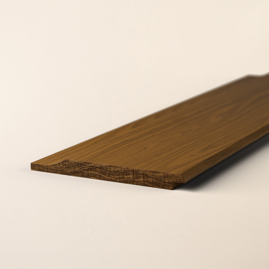 Radiata Pine Thermowood shiplap cladding showing rich brown tone and distinctive wood grain pattern 