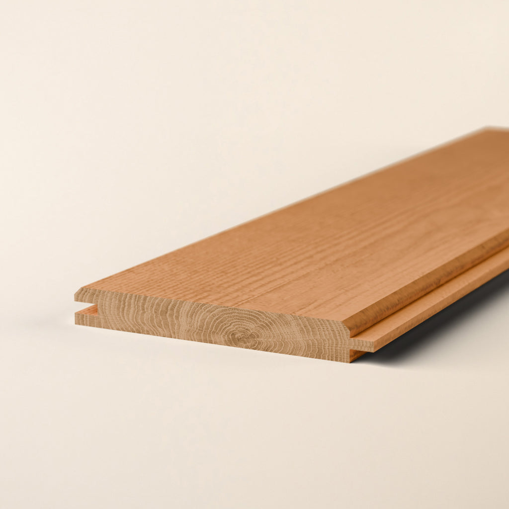 Redwood Thermowood T&G boards with rich dark brown finish 