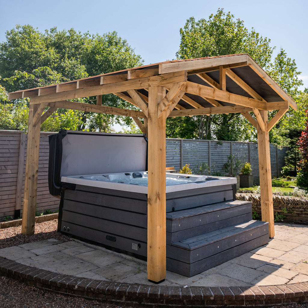 Wooden Gazebo - Treated Featheredge - Apex Design - With Overhang Main Image 