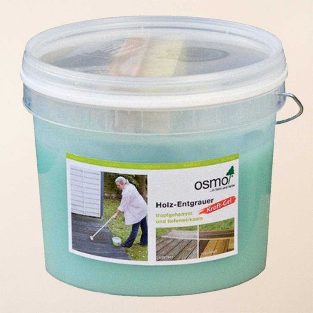 Tub of wood reviver solution for restoring weathered wooden surfaces 